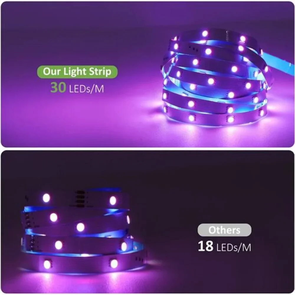RGB LED Strip Lights 20ft Music Sync Color Changing App Control for Room Kitchen